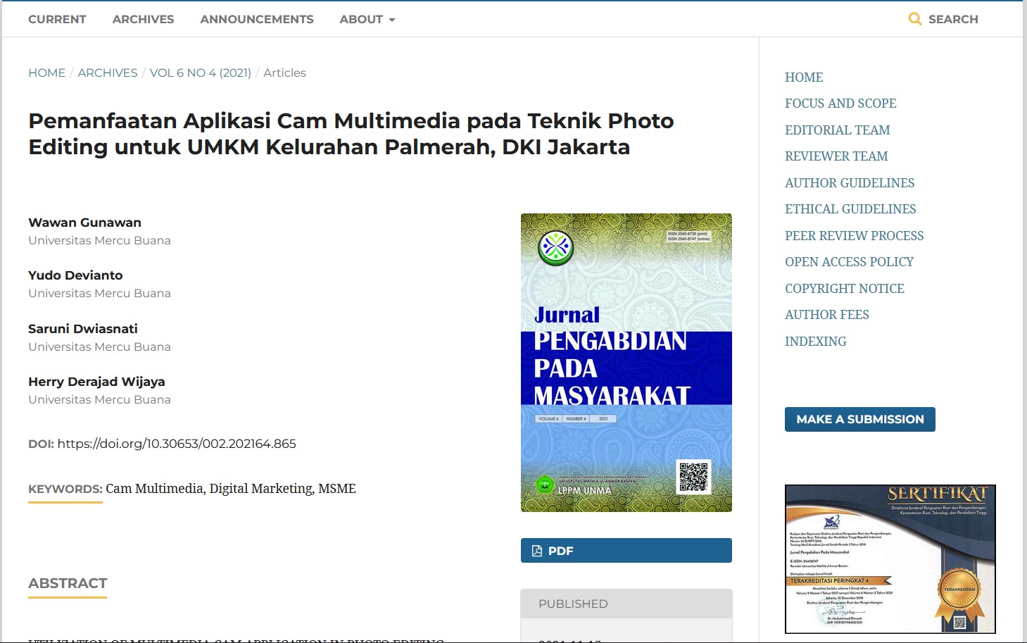 Pemanfaatan Aplikasi Cam Multimedia pada Teknik Photo Editing untuk UMKM Kelurahan Palmerah, DKI Jak