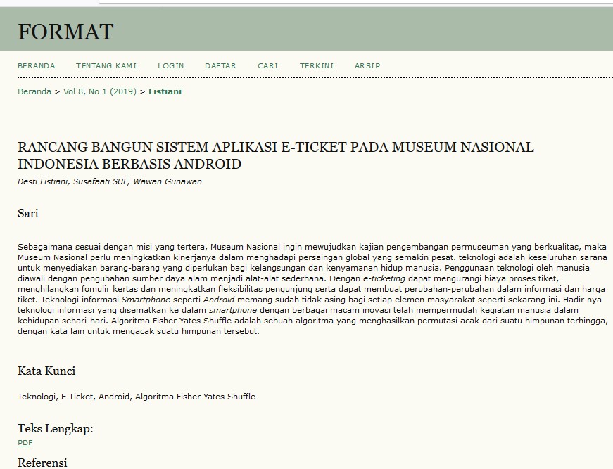 RANCANG BANGUN SISTEM APLIKASI E-TICKET PADA MUSEUM NASIONAL INDONESIA BERBASIS ANDROID